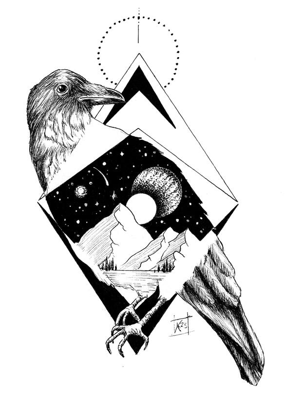 Dotwork Crow