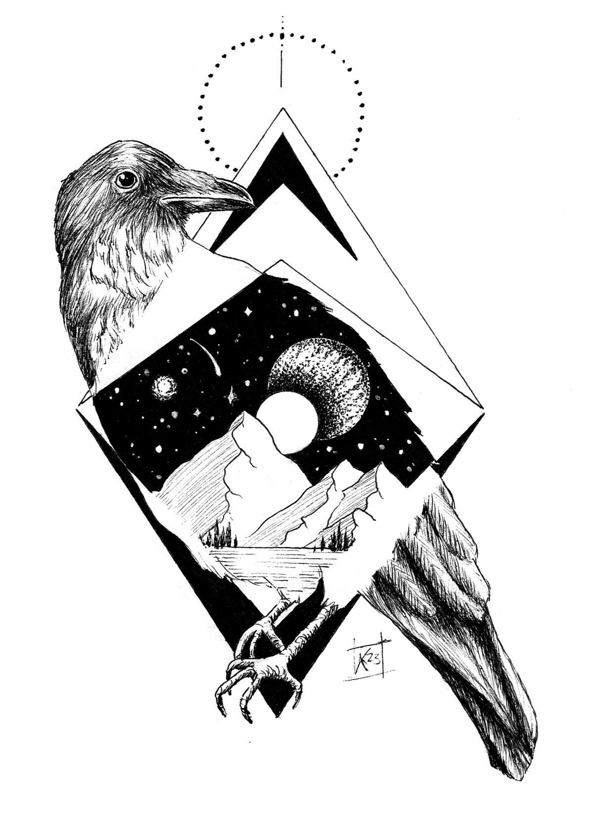 Dotwork Crow